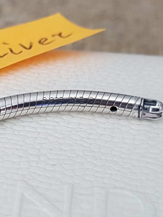 RARE Pandora Two-Tone Rose Gold Silver Moments Snake Chain Open Bracelet Bangle - Picture 6 of 13